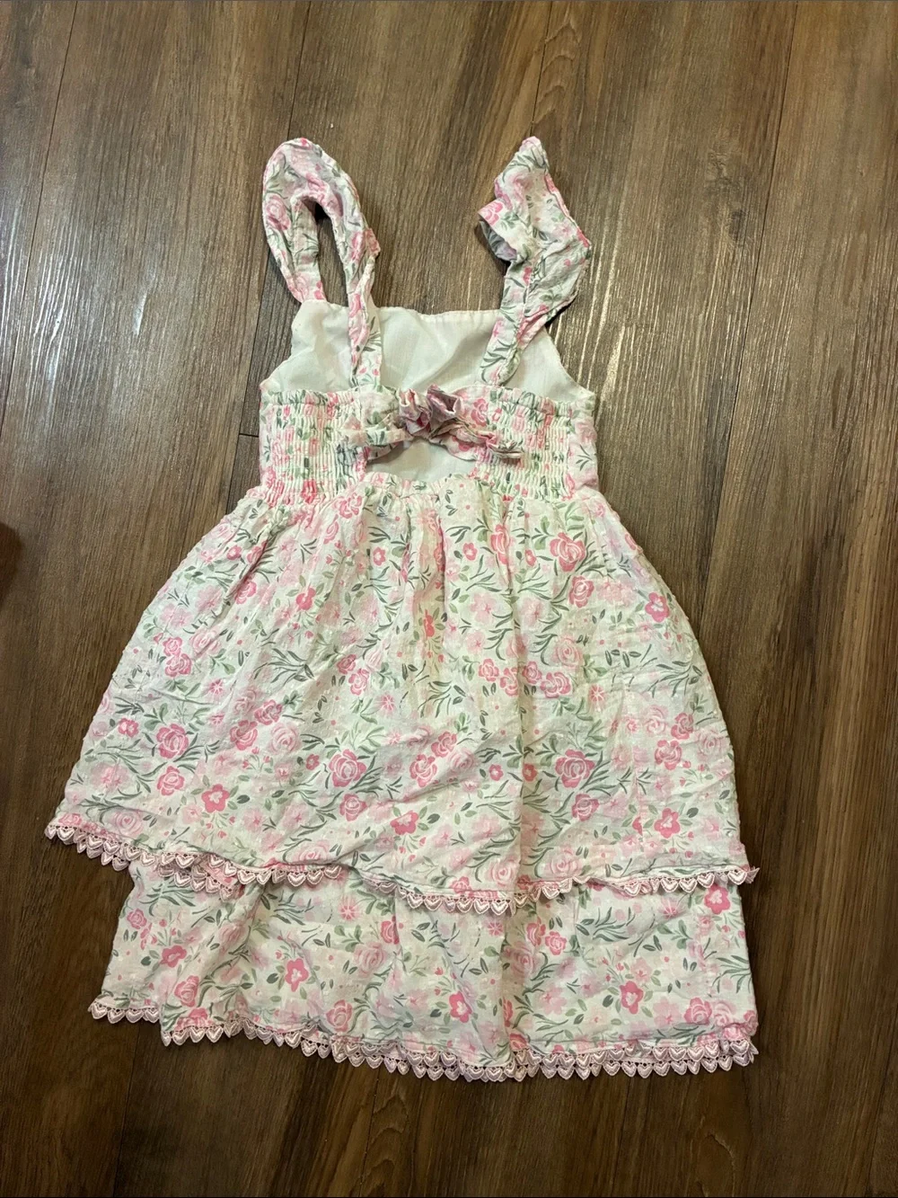 Catherine Malandrino Girls Floral Tiered Sundress Pink Size 6 Cottagecore